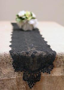 Black Lace Table Runner 12" x 74" - 12" x 74"